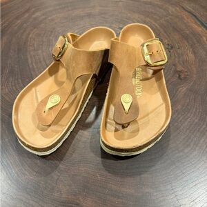 Birkenstock Tan Sandals with Gold Accents -size 39